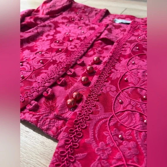 Vintage Nah Nah Collection Baroque Hot Pink Beaded Embroidered Women's Blazer - Picture 3 of 8